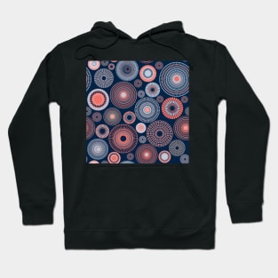 colorful circles | dark blue and coral Hoodie